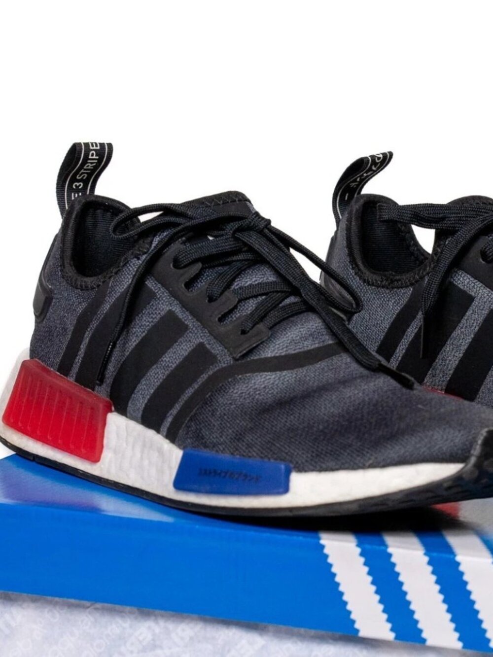 Size 8.5 - Adidas NMD_R1 Core Black / Semi Lucid Blue / Glory Red Japan